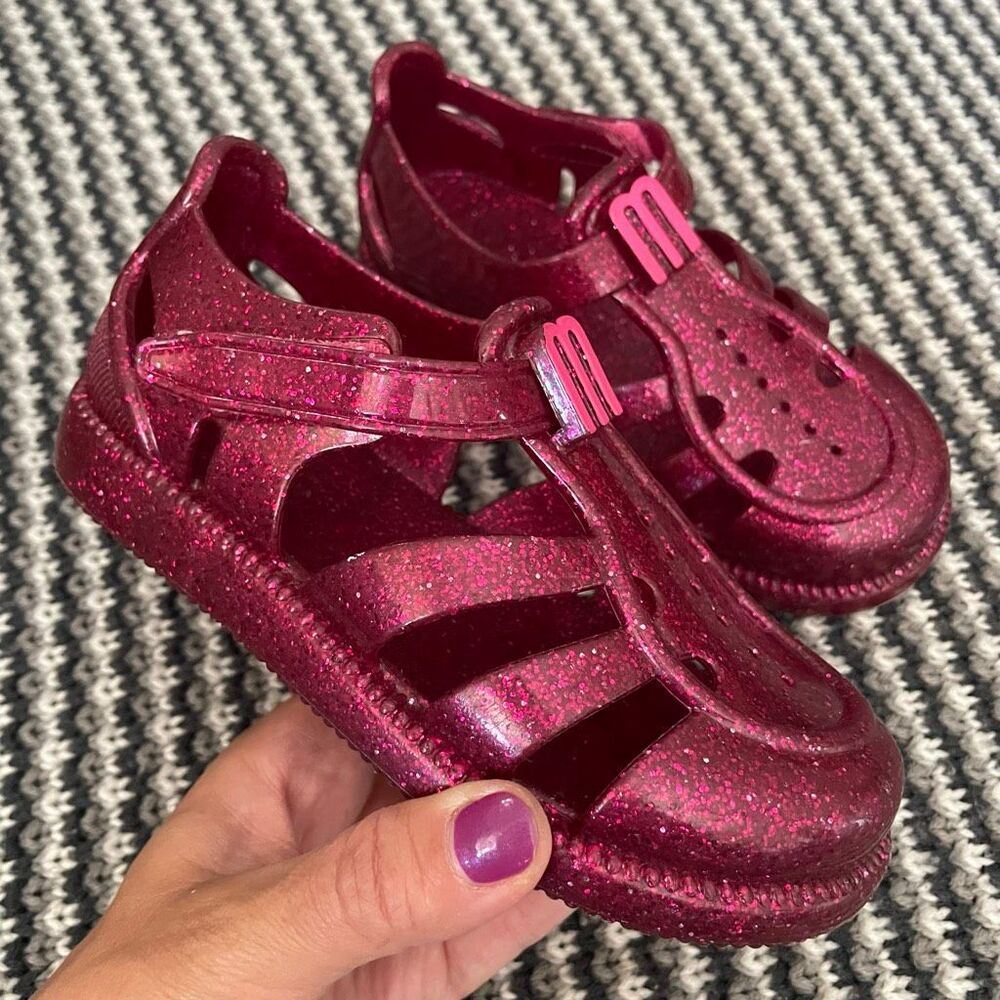 Mini Melissa pink/purple sparkle jelly sandal toddler/little kid shoe size 10